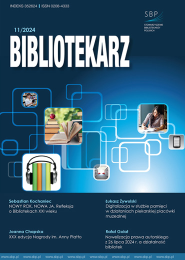 Okładka czasopisma Bibliotekarz 11/2024